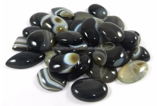 32 Pcs Natural Black Sardonyx 100 Gms Freeform Cabochon