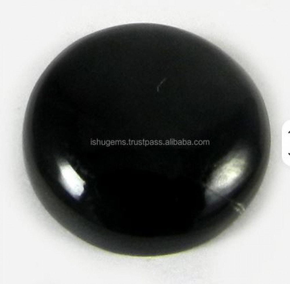 Image of 2.80 Gms Natural Black Jet Stone Cabochon Round 17.5mm Loose Gemstone for Jewelry by Ishu Gems Model IG0500