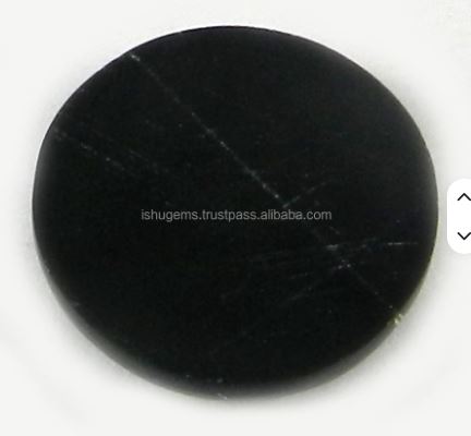 280 Gms Natural Black Jet Stone Cabochon Round 175mm Loose Gemstone for Jewelry by Ishu Gems Model IG0500