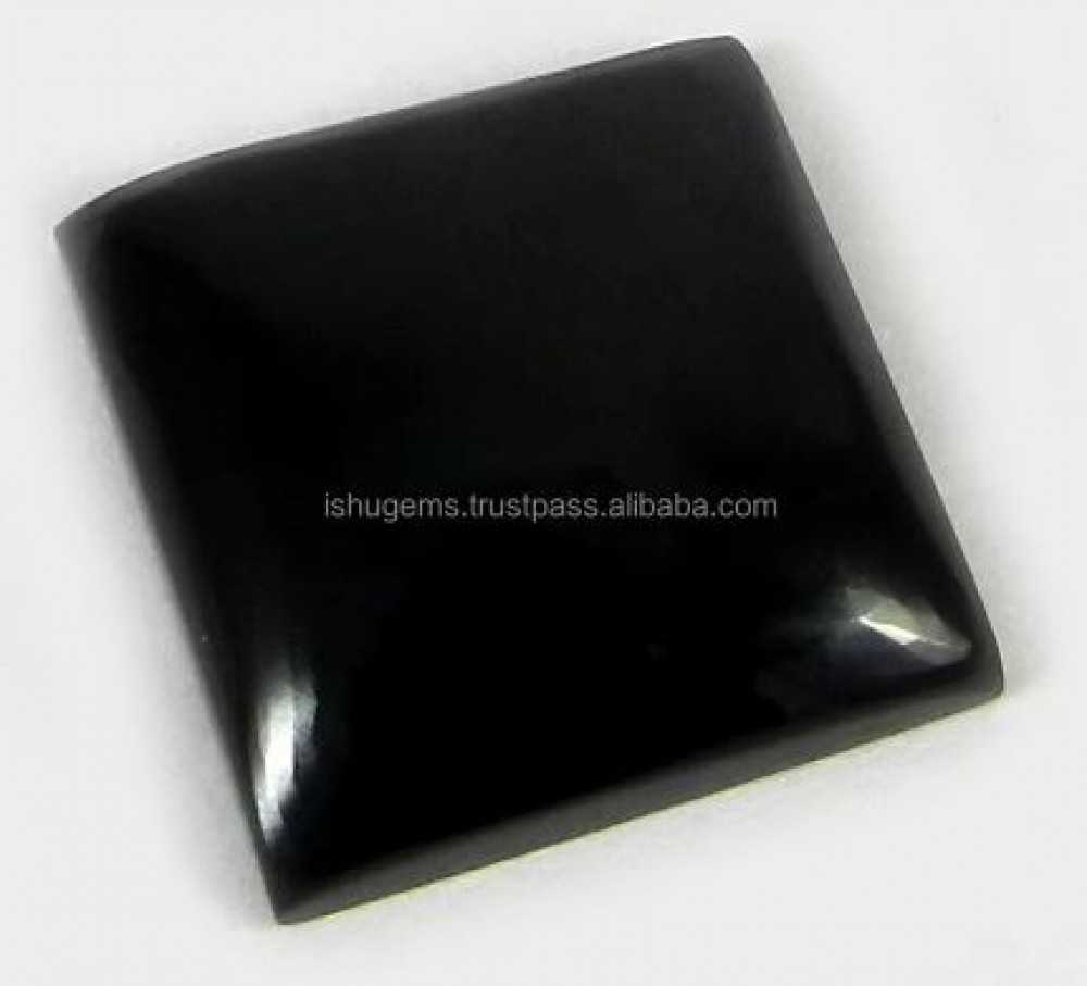 Image of Metaphysical Gemstone ! 3.50 gms Natural Black jet stone Cabochon Square 17mm, gemstone For jewellery IG0501
