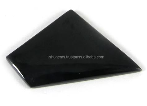 755 gms Natural Black Jet Stone Cabochon Fancy Shape 30x33mm Loose Gemstone For Jewelry IG0502