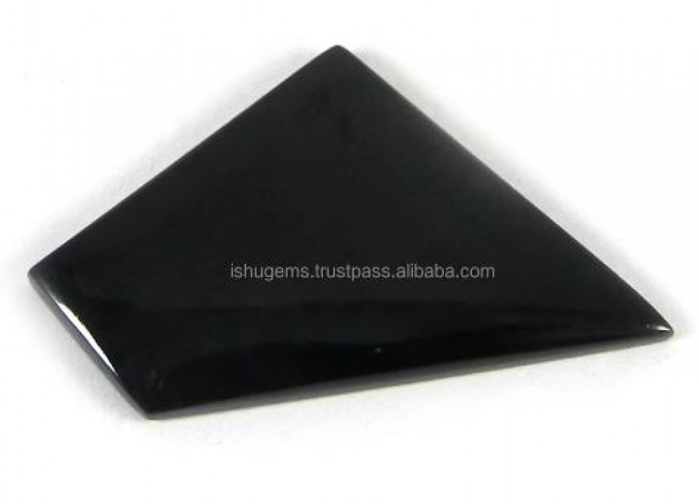 Image of 7.55 gms Natural Black Jet Stone Cabochon Fancy Shape 30x33mm Loose Gemstone For Jewelry IG0502