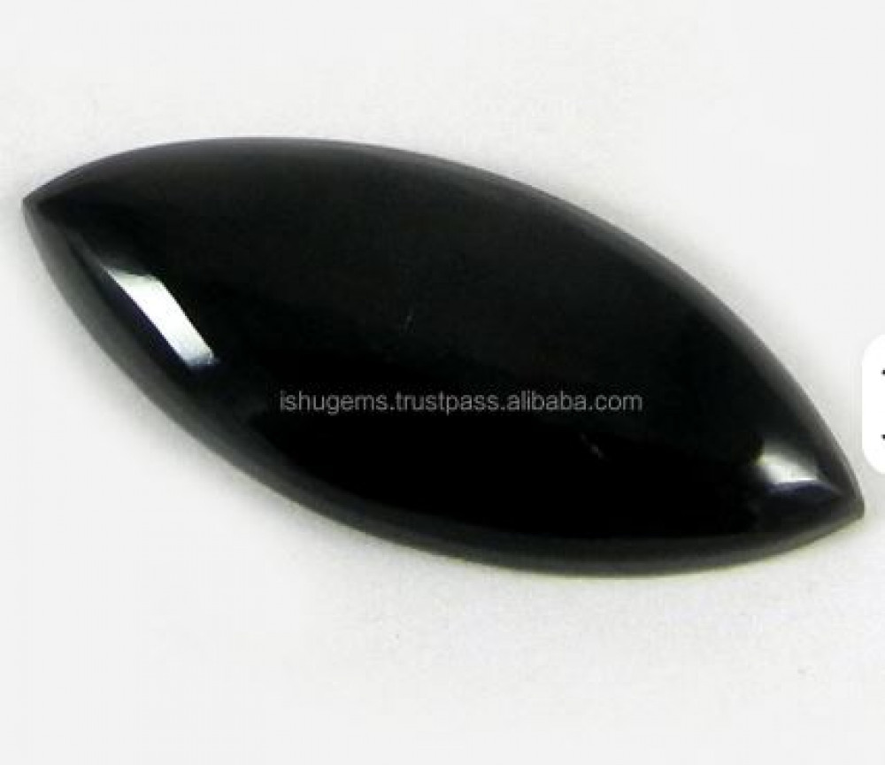 Image of Natural Black Jet Stone Marquise Cut Cabochon 13x29mm Gemstone for Handmade Jewelry Making IG0503