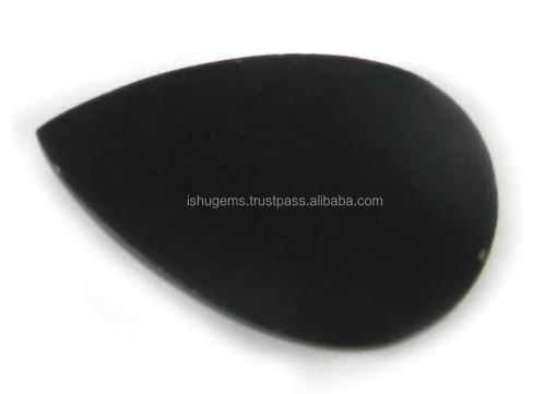 Custom 653 gms Natural Black jet stone Cabochon Pear 24X34mm gemstone For jewellery IG0505