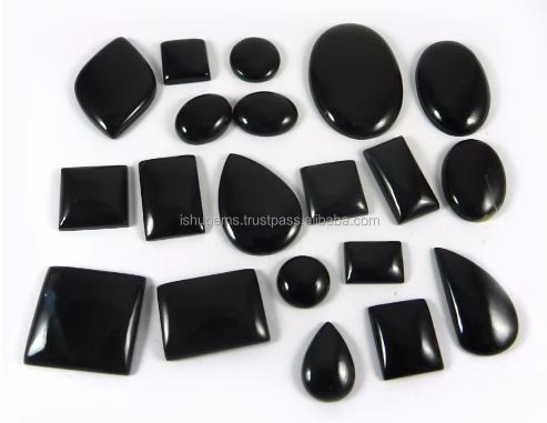 20 Pcs Natural Black Jet Stone 100 Grms Free Form Cabochon Gemstone for Jewelry Making IG0508
