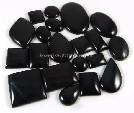 20 Pcs Natural Black Jet Stone 100 Grms Free Form Cabochon Gemstone for Jewelry Making IG0508