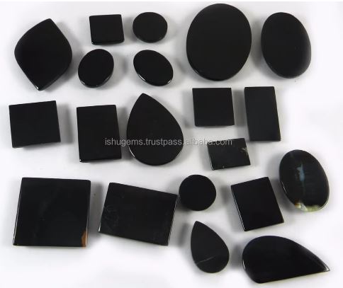 20 Pcs Natural Black Jet Stone 100 Grms Free Form Cabochon Gemstone for Jewelry Making IG0508