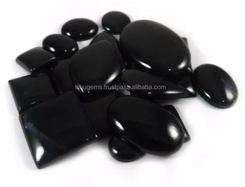 20 Pcs Natural Black Jet Stone 100 Grms Free Form Cabochon Gemstone for Jewelry Making IG0508