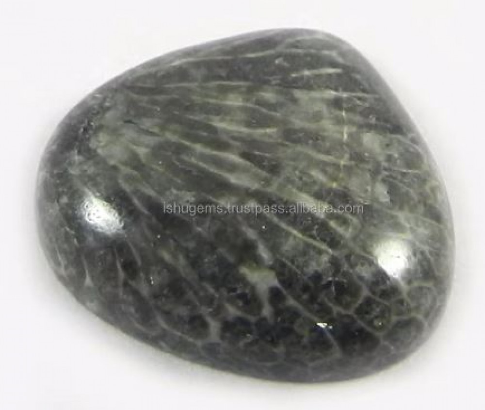 Image of 2.10 gms Natural Black Coral Cabochon Heart Shape 16*17mm Gemstone For jewelry IG0510