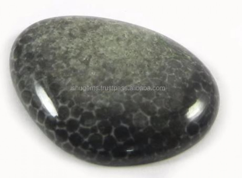 Image of 4.87 gms Natural Black Coral Cabochon Fancy Shape 21x28mm, gemstone For jewelry IG0511