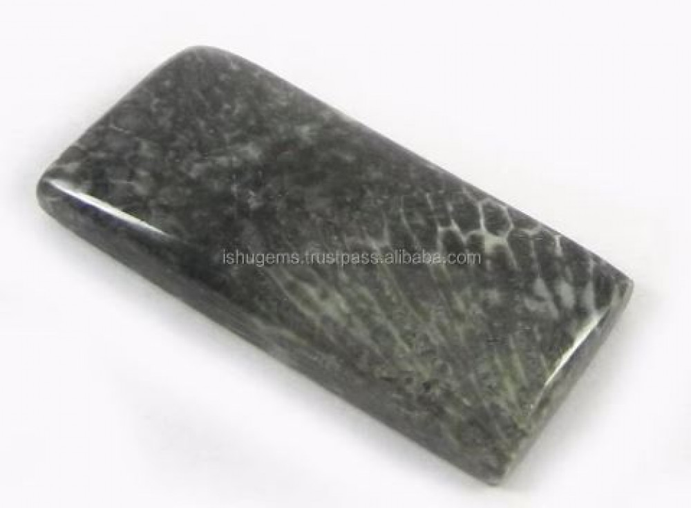 Image of Natural Black Coral 14x30mm Baguette Cabochon Loose Gemstone For Jewelry
