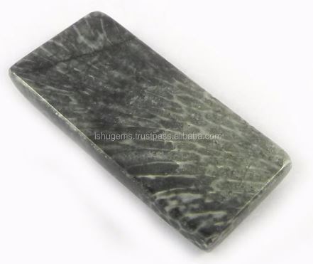 Natural Black Coral 14x30mm Baguette Cabochon Loose Gemstone For Jewelry