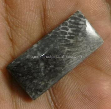 Natural Black Coral 14x30mm Baguette Cabochon Loose Gemstone For Jewelry