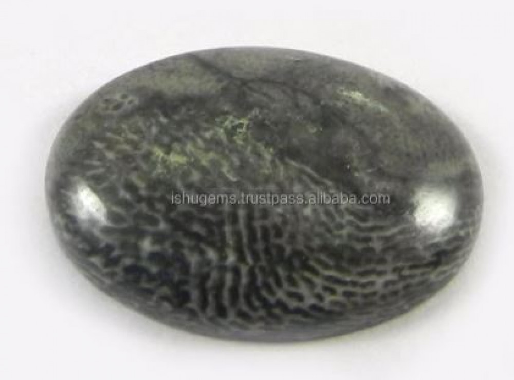 Image of 2.20 gms Natural Black Coral Cabochon Oval 15*20mm Gemstone For jewelry IG0513