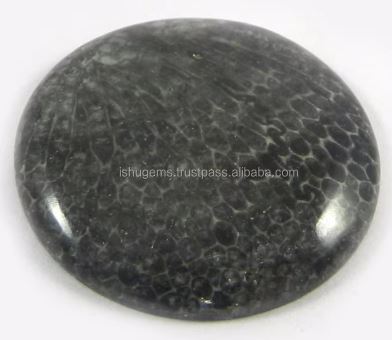 463 gms Natural Black Coral Cabochon Round 26mm Gemstone