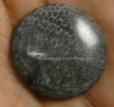 463 gms Natural Black Coral Cabochon Round 26mm Gemstone