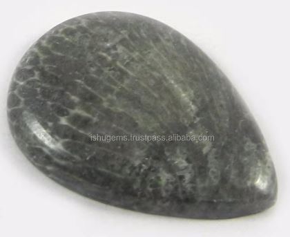 274 gms Natural Black Coral Cabochon Pear 1824mm Gemstone For Jewelry IG0516