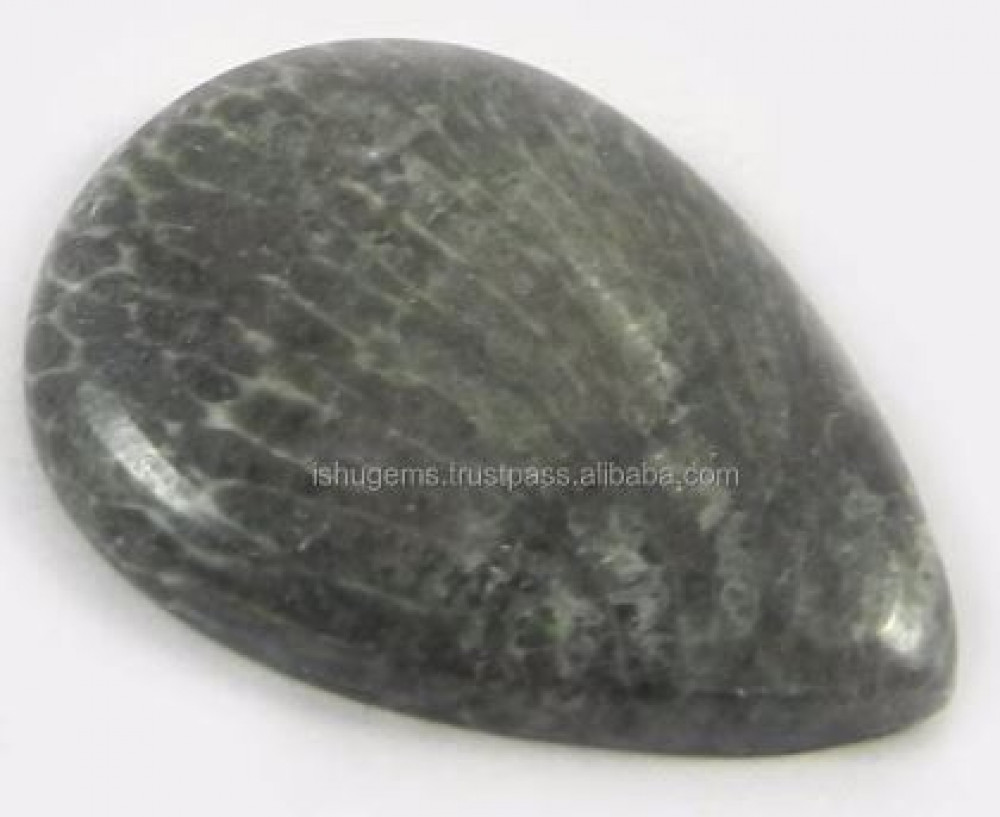 Image of 2.74 gms Natural Black Coral Cabochon Pear 18*24mm Gemstone For Jewelry IG0516
