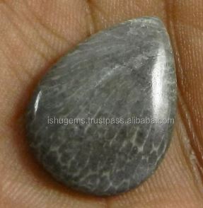 274 gms Natural Black Coral Cabochon Pear 1824mm Gemstone For Jewelry IG0516