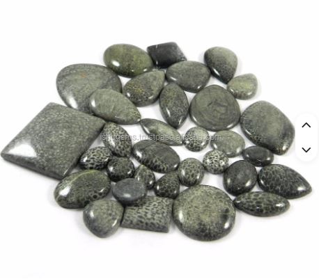 Natural Black Coral 32 Pcs Free Form 100 Gms Cabochon Gemstone