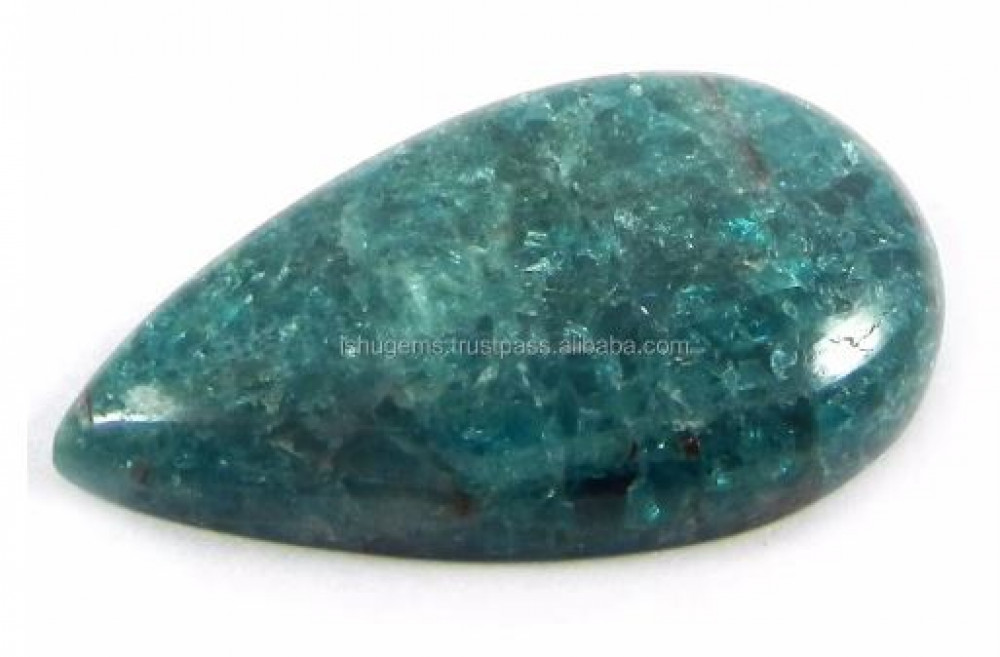 Image of Natural Neon Apatite Cabochon 7.56 gms Pear 20*32mm Gemstone For jewelry IG0523