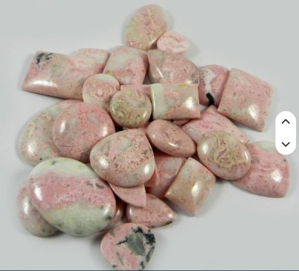 Image of 33 pcs Natural Rhodochrosite Cabochon lot of 100 gm mix shape Loose Gemstone For jewelry