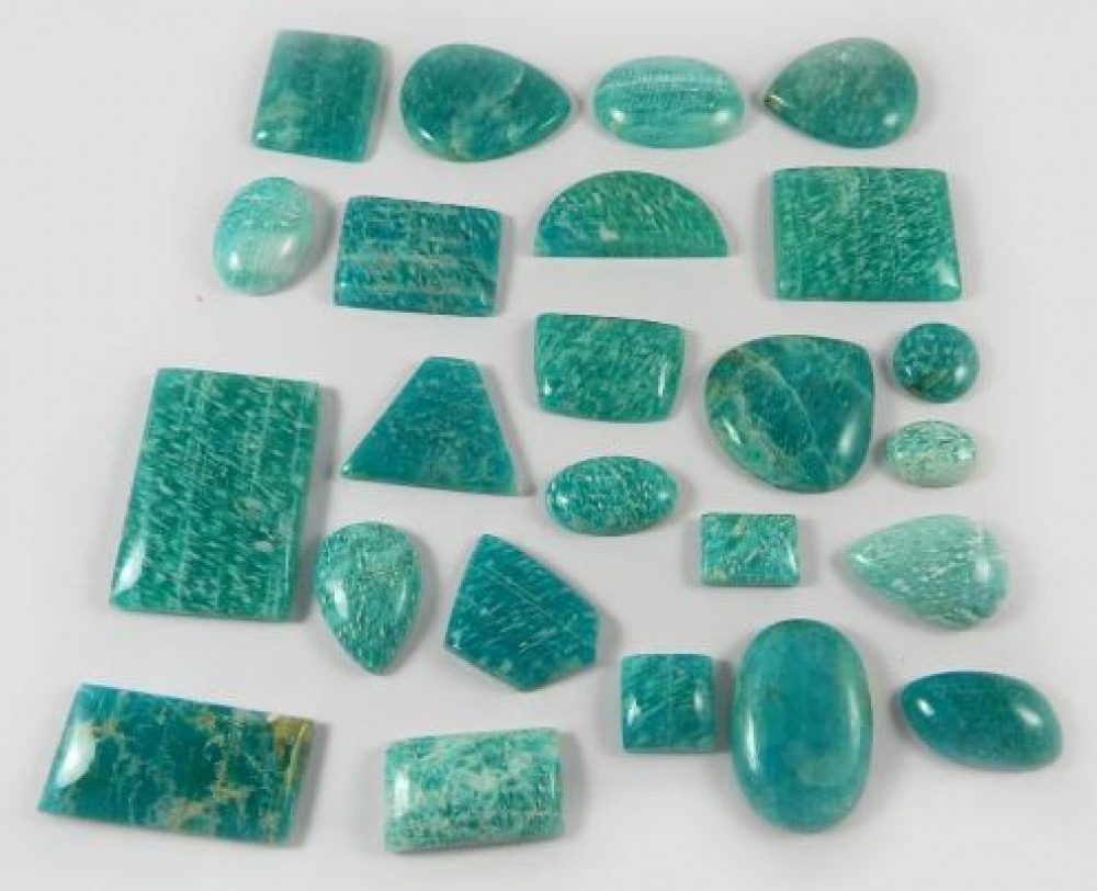 Image of 24 Pcs Natural Amazonite 100 gm Free Form Cabochon Loose Gemstone For Jewelry Making