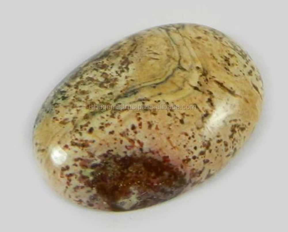 Image of 4.10 gms Picture Jasper 18x26mm Oval Cabochon Loose Gemstone For Jewelry IG0722