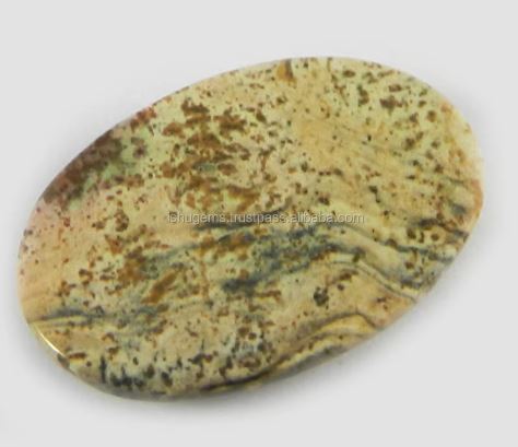 410 gms Picture Jasper 18x26mm Oval Cabochon Loose Gemstone For Jewelry IG0722
