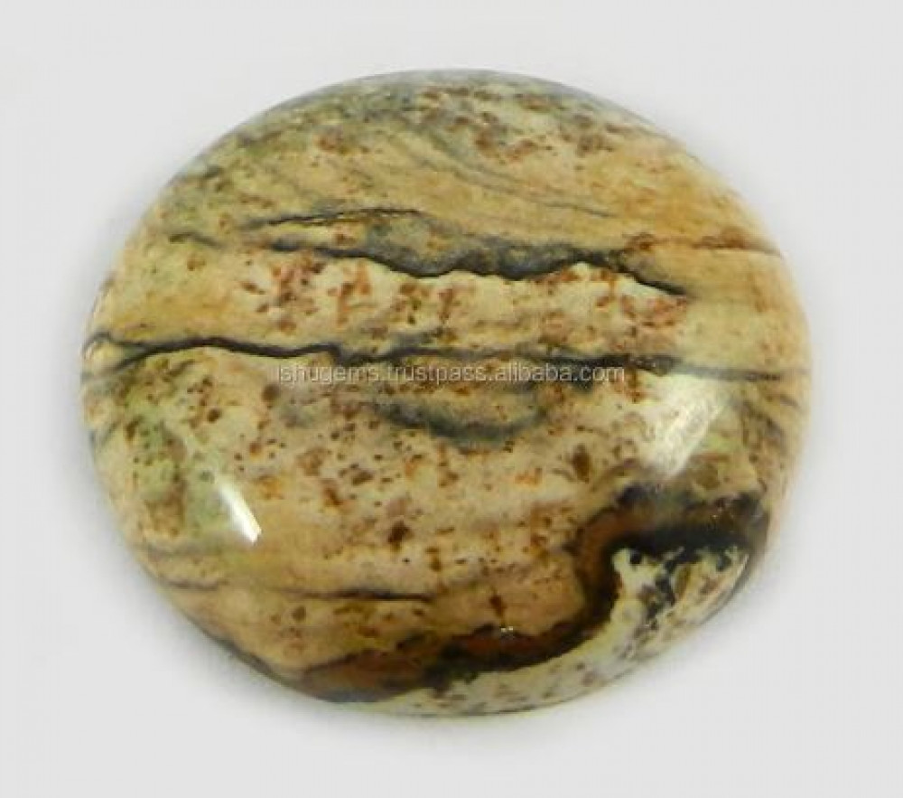 Image of 3.20 gms Natural Picture jasper 19mm Round Cabochon gemstone for jewelry IG0723