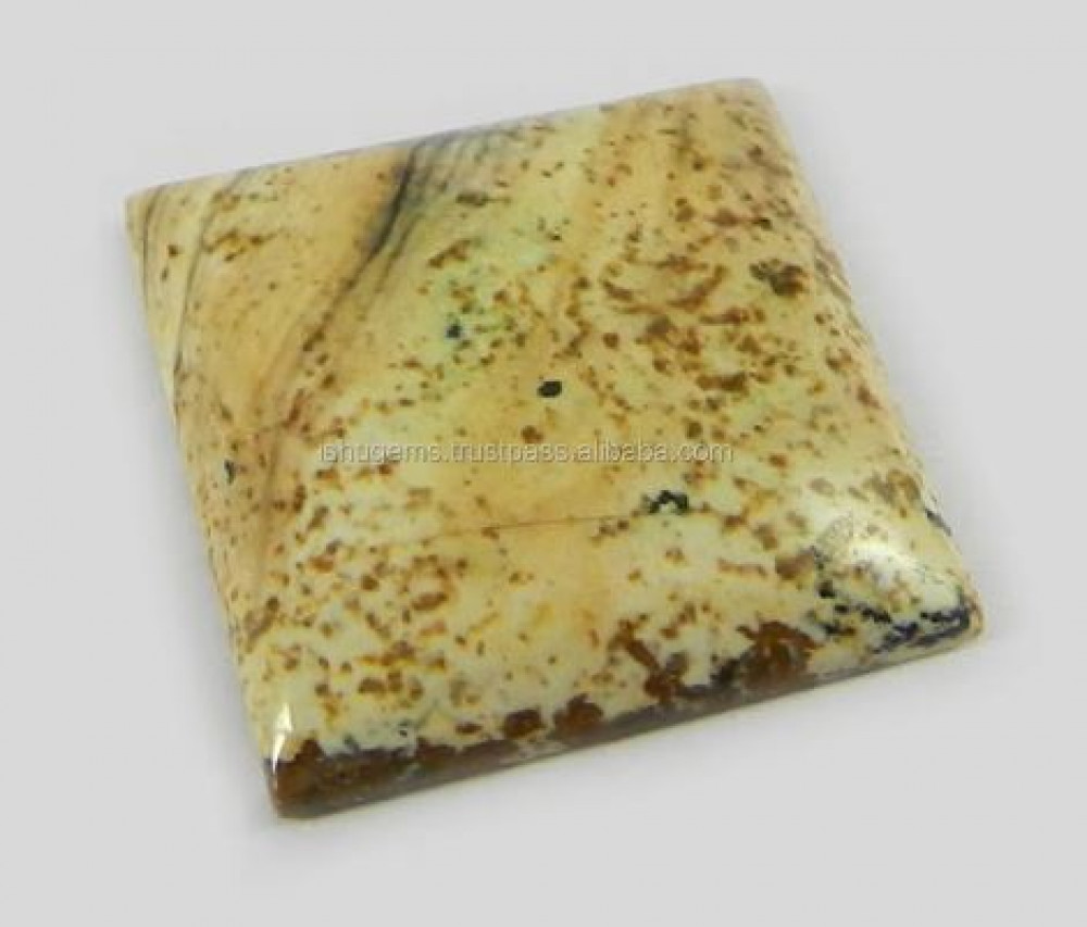 Image of Natural Picture Jasper Square Cabochon 19mm Loose Gemstone For Jewelry