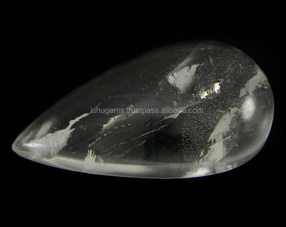 Image of 5.90 gms Crystal Quartz 18*33mm Pear Cabochon Gemstone For Jewelry