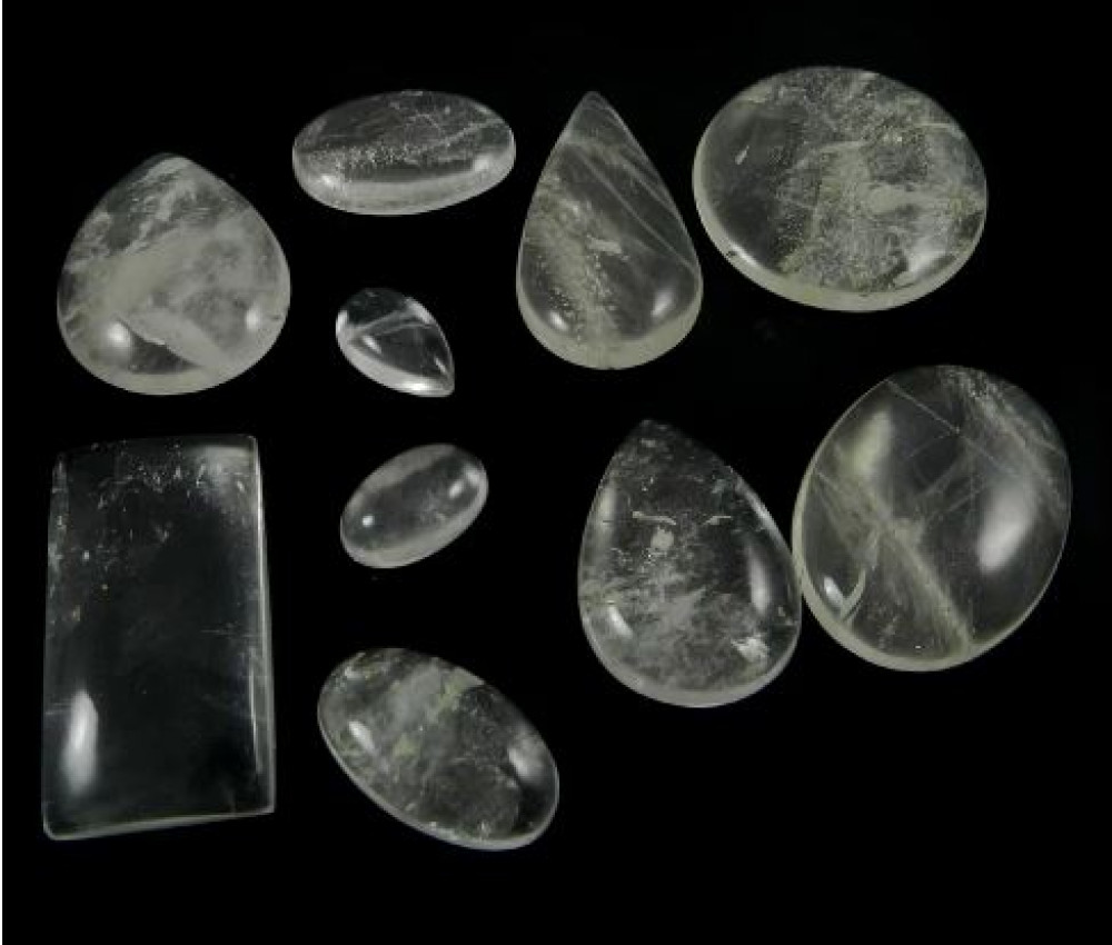 Image of 10 pcs ! Natural Crystal quartz 100 gms Free form cab for Jewellery IG0743