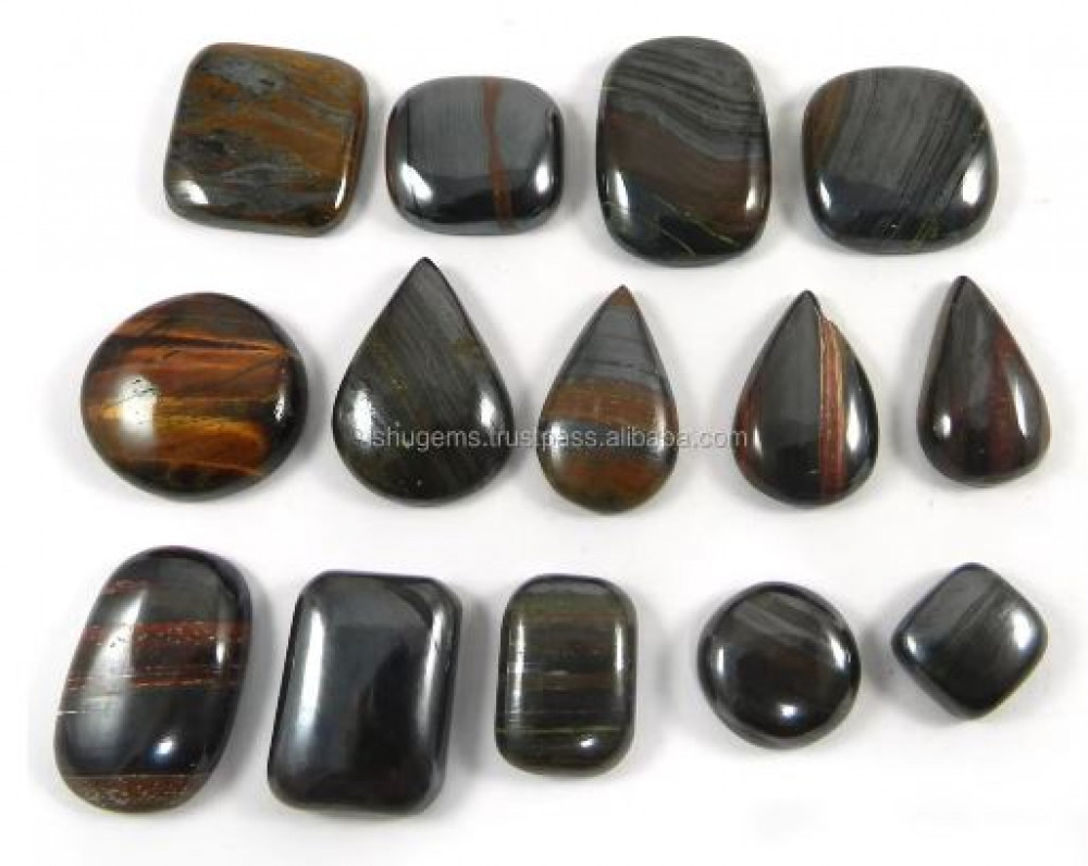Image of Natural Iron Tiger Eye 100 gm Freeform Cabochon 14 pcs Loose Gemstone For Jewelry