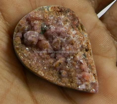 High Quality Natural Cobalt Calcite PEAR SHAPE 27x39mm Natural Druzy Gemstone For Jewelry Making