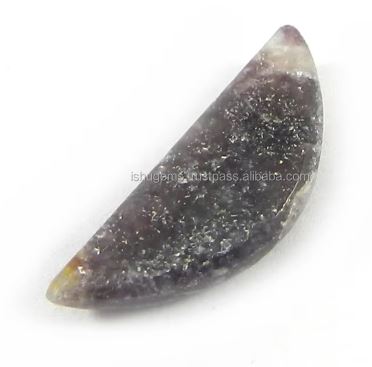 Exclusive 095 gms Natural Lepidolite 7x20mm Half Moon Cabochon gemstone for jewellery IG0843