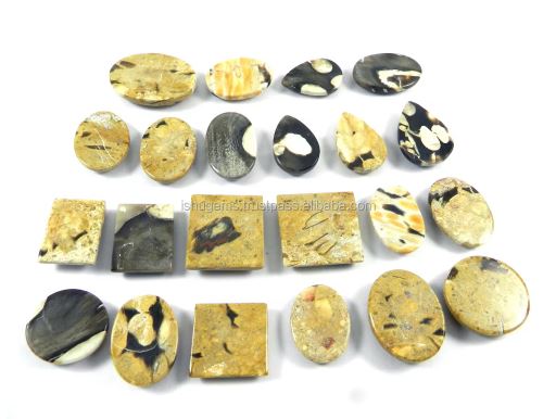 22 Pcs Natural Peanut Wood Jasper 100 gms Mix Cabochon Gemstone For Jewelry Making