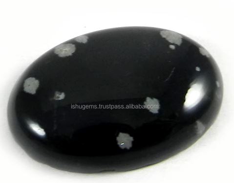 Natural Perfect Quality Snow flake obsidian 745 gms Oval Cab 20x31mm gemstone for jewellery IG0859