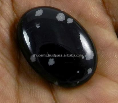 Natural Perfect Quality Snow flake obsidian 745 gms Oval Cab 20x31mm gemstone for jewellery IG0859