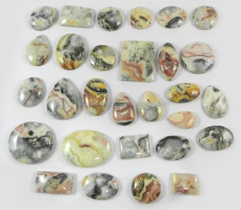 Christmas Sale  Exclusive 29 Pcs Natural Crazy Lace Agate 100 Gms Mix Cabochon Gemstone for Jewellery IG0880