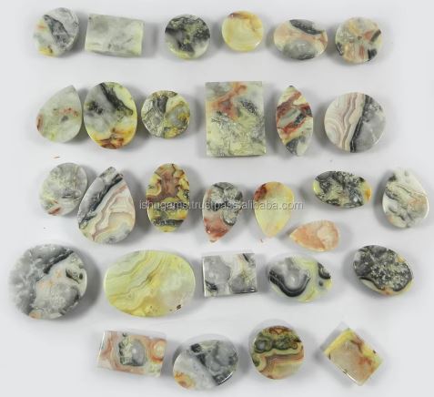 Christmas Sale  Exclusive 29 Pcs Natural Crazy Lace Agate 100 Gms Mix Cabochon Gemstone for Jewellery IG0880