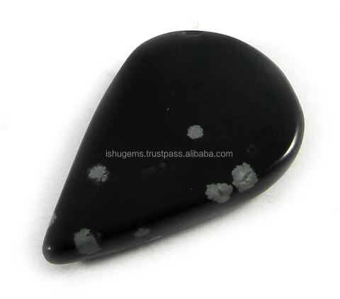 Natural Snow Flake Obsidian 23x33mm Pear Cabochon Gemstone For Jewelry