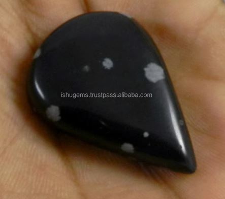 Natural Snow Flake Obsidian 23x33mm Pear Cabochon Gemstone For Jewelry