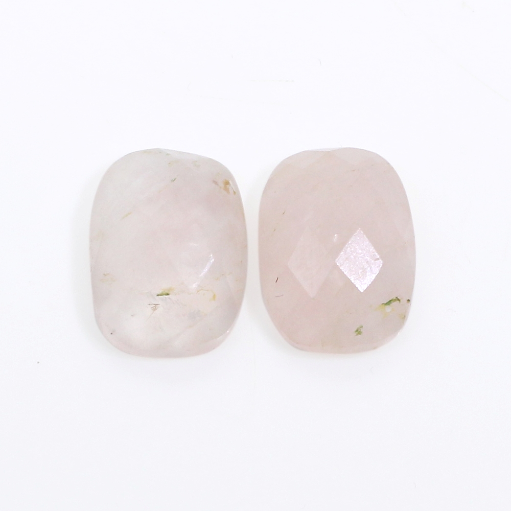 1 Pair Natural Rose Quartz 14x10mm Octagon Cushion Checkerboard Cut Flat Back 1125 Cts
