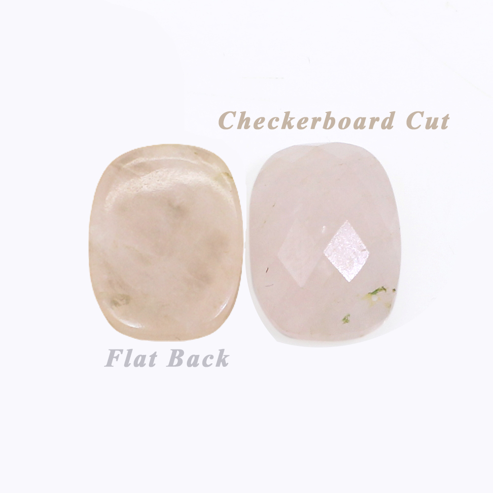 1 Pair Natural Rose Quartz 14x10mm Octagon Cushion Checkerboard Cut Flat Back 1125 Cts