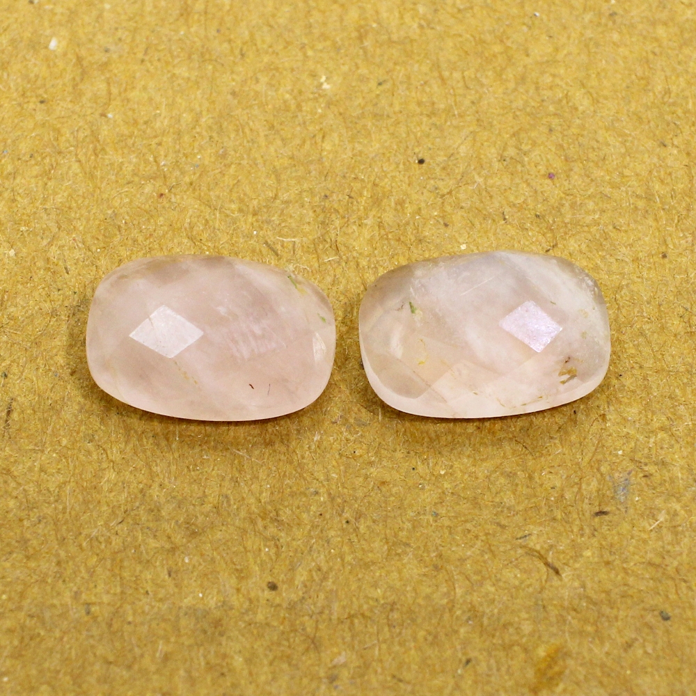 1 Pair Natural Rose Quartz 14x10mm Octagon Cushion Checkerboard Cut Flat Back 1125 Cts