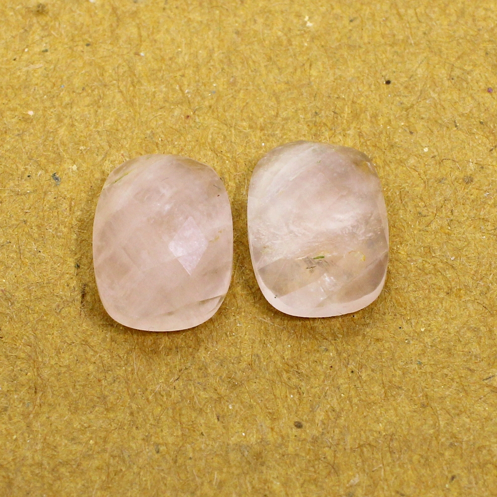 1 Pair Natural Rose Quartz 14x10mm Octagon Cushion Checkerboard Cut Flat Back 1125 Cts