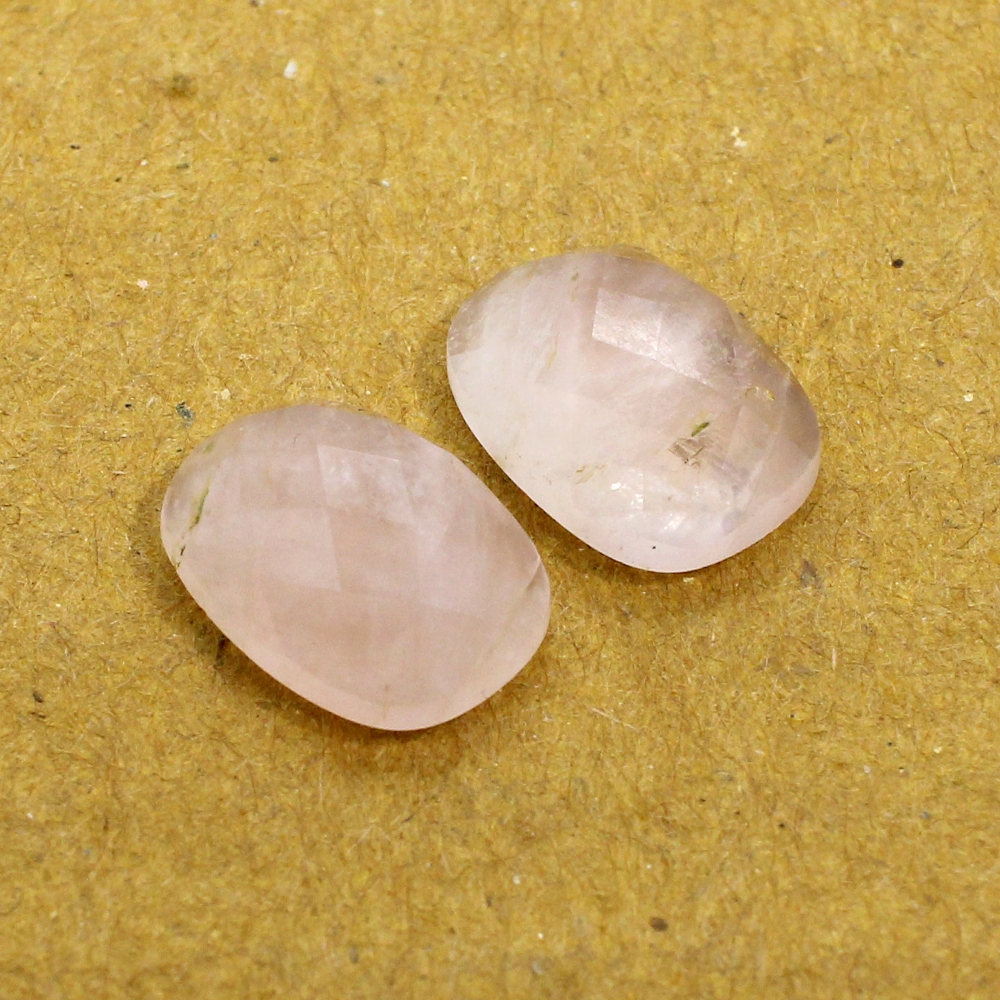 1 Pair Natural Rose Quartz 14x10mm Octagon Cushion Checkerboard Cut Flat Back 1125 Cts