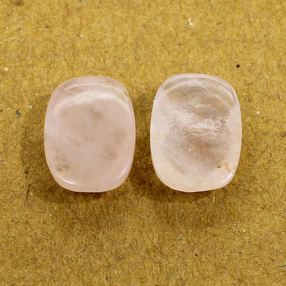 1 Pair Natural Rose Quartz 14x10mm Octagon Cushion Checkerboard Cut Flat Back 1125 Cts