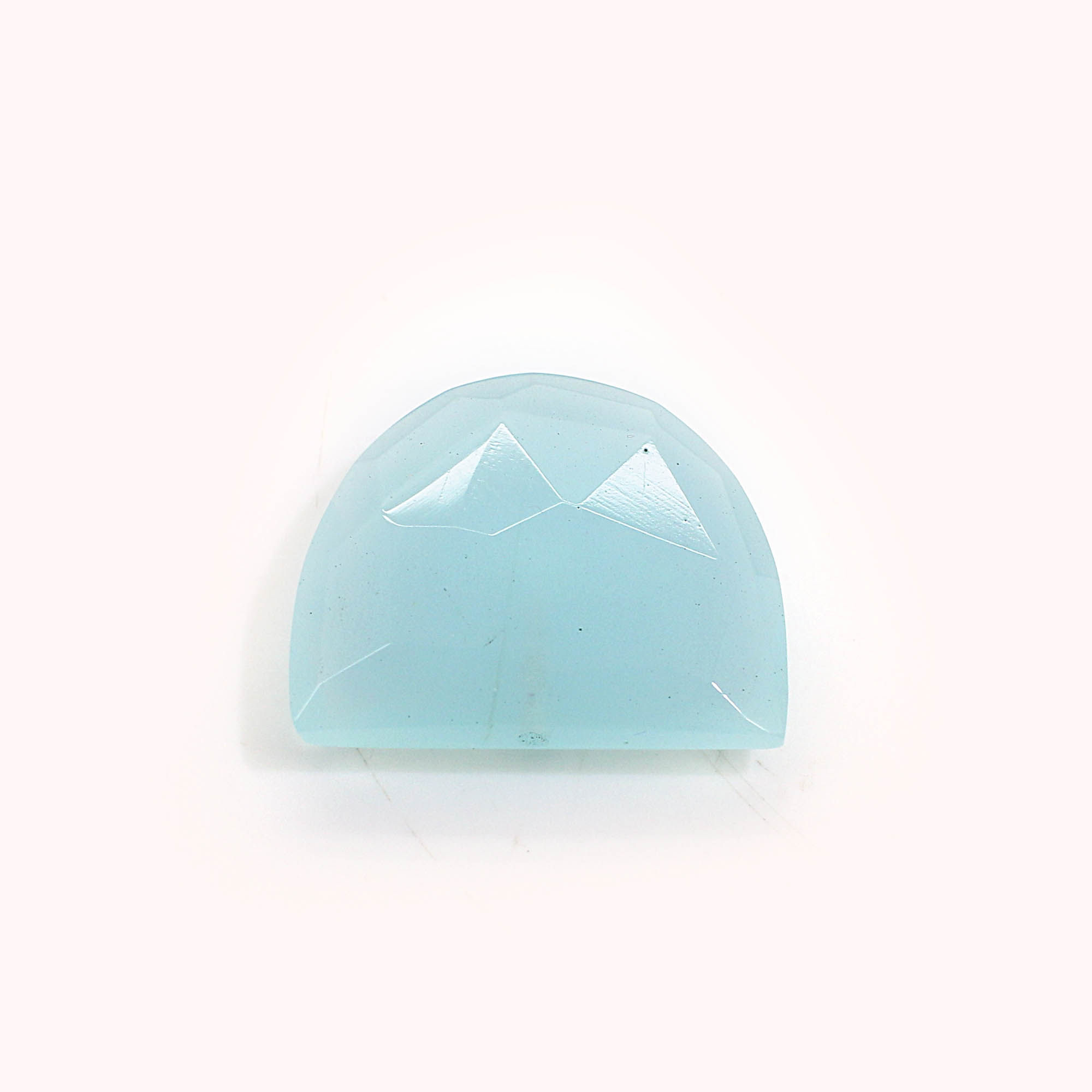 Natural Aqua Chalcedony 24x20mm Half Moon Faceted Cut with Drilled 245 Cts
